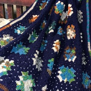 Handmade Vintage Crochet Afghan Granny Squares